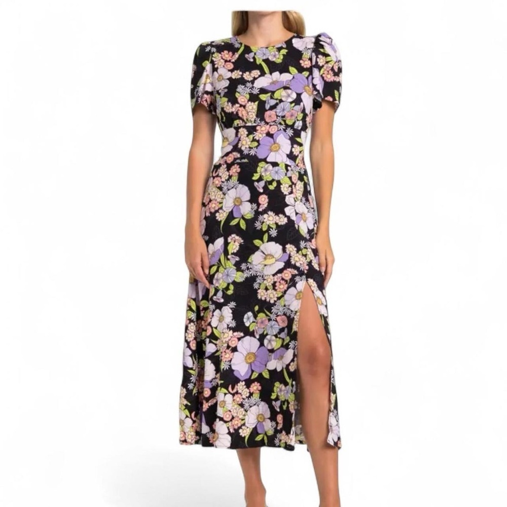 AFRM Jamie Print Open Back Maxi Dress Noir Summer Bouquet Floral Sz Small - Picture 2 of 11